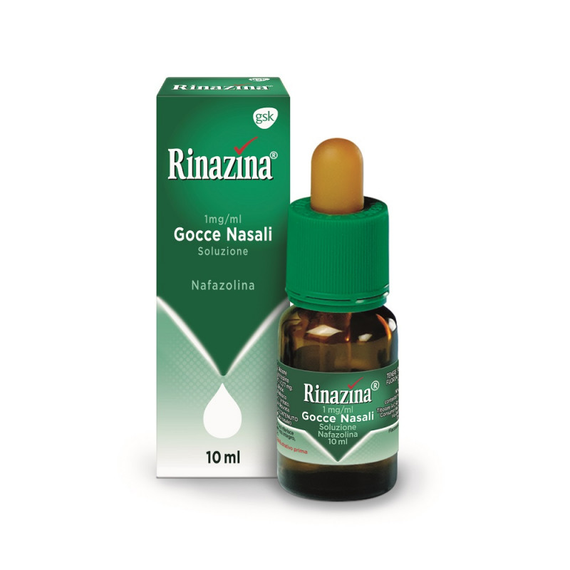 Rinazina Gocce Decongestionante Nafazolina Lavaggio Nasale Adulti Rinite Faringite Sinusite 10ml