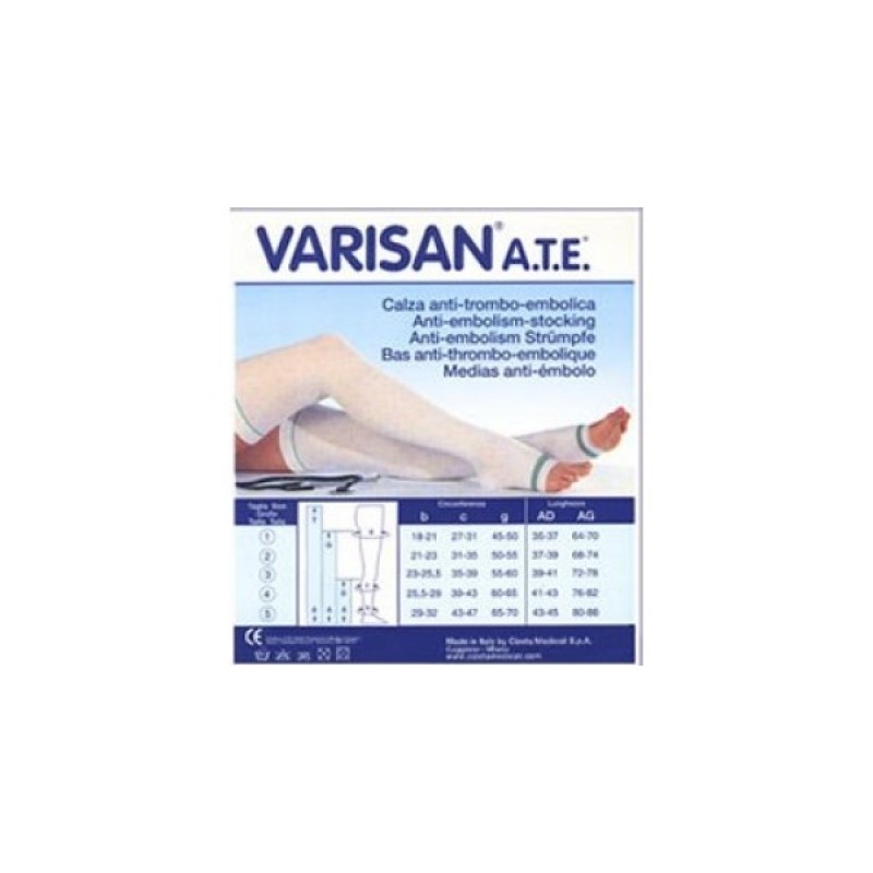 VARISAN ATE 18 MMHG CALZA AUTOREGGENTE PUNTA ISPEZIONABILE NORMALE COLORE BIANCO MISURA MEDIUM 1PAIO