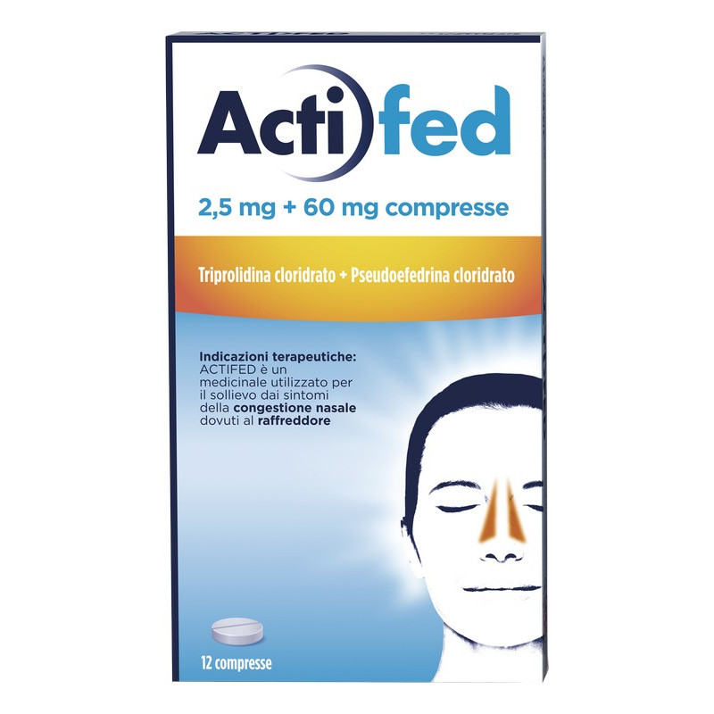 Actifed 2,5 mg 12 Compresse Congestione Nasale e Raffreddore