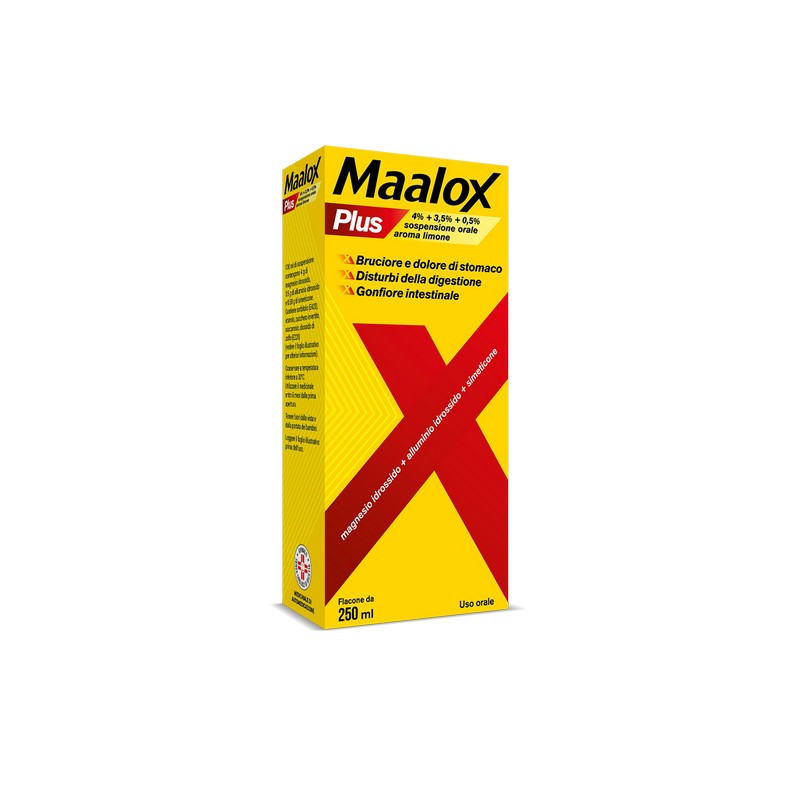 Maalox Plus sospensione orale, contro bruciore e acidità di stomaco, 250 ml