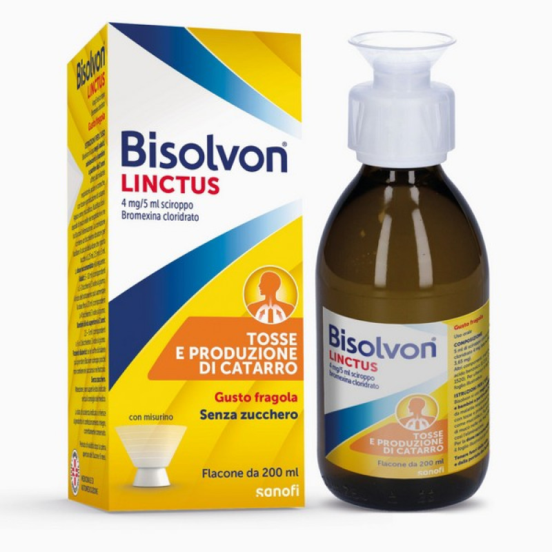 Bisolvon Linctus - Sciroppo per la tosse grassa dei bambini - aroma fragola - 200 ml