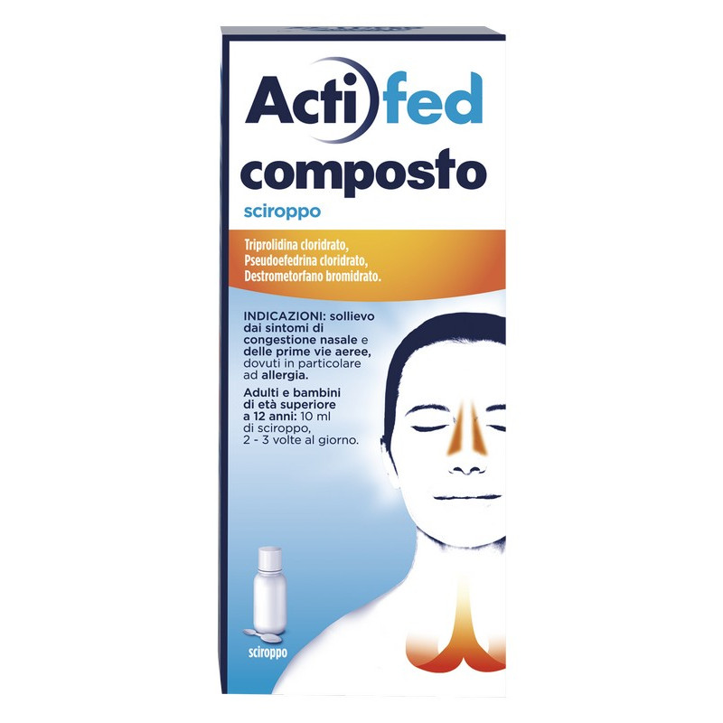 Actifed Composto 100 ml Sciroppo per Tosse Congestione Nasale e Allergia