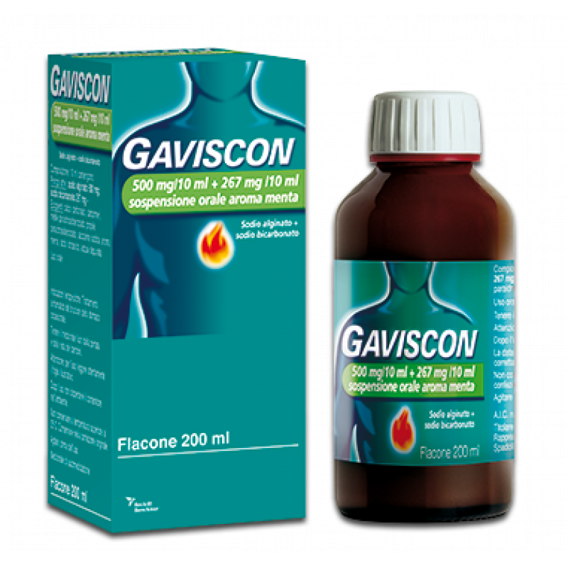 GAVISCON SOSP 200ML MENTA contro sintomi del reflusso gastroesofageo, bruciore e acidità di stomaco