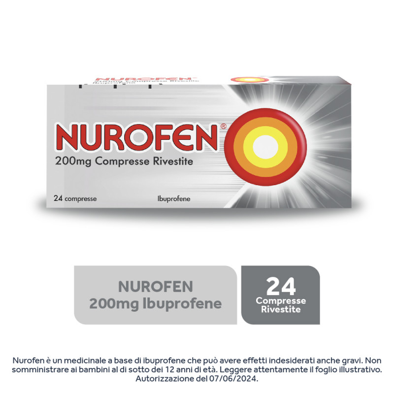 NUROFEN 200MG 24 CPR antinfiammatorio e antidolorifico contro febbre, mal di testa, mal di denti e dolori muscolari