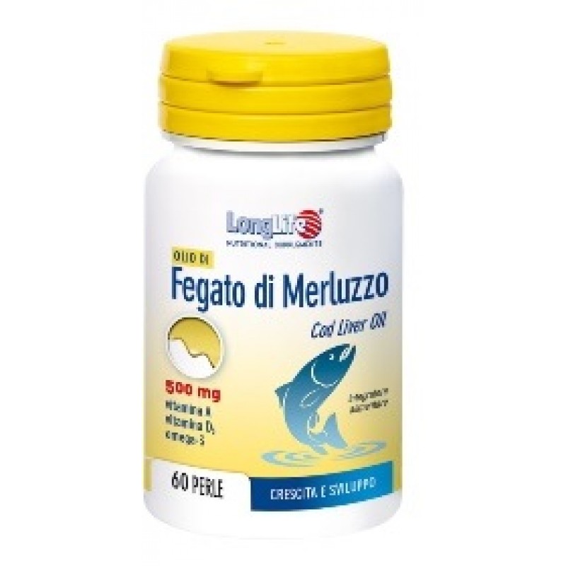 LongLife Olio di Fegato di Merluzzo Integratore Difese Immunitarie 500 mg 60 Perle