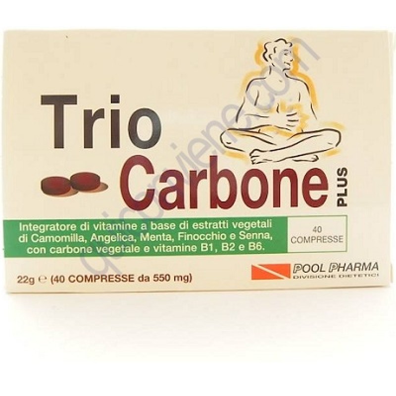 TrioCarbone Plus Integratore per gonfiore addominale e meteorismo 40 compresse