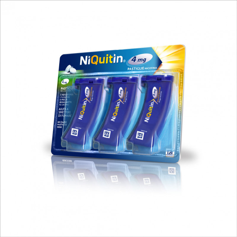 NiQuitin 4 mg Nicotina Mini Pastiglie Per Smettere di Fumare Gusto Menta 3 Astucci