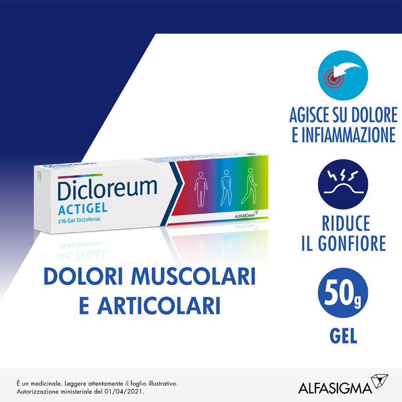 Dicloreum Actigel 1% Diclofenac Dolori Articolari dolori muscolari Gel 50g