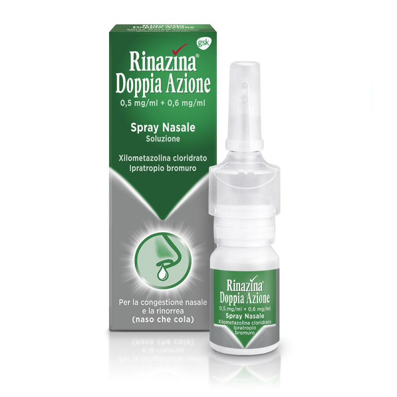 Rinazina Doppia Azione Spray Nasale Decongestionate Libera il Naso Chiuso Raffreddore 10 ml