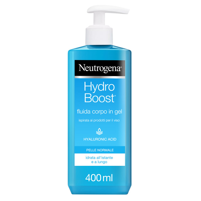 Neutrogena, Fluida Corpo Idratante in Gel, Hydro Boost, con Acido Ialuronico, Assorbimento Rapido, anche Pelli Sensibili, 400ml