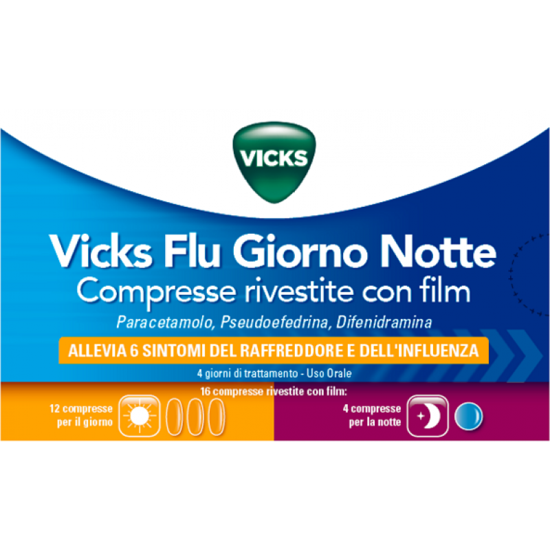 VICKS FLU GIORNO NOTTE*12+4CPR