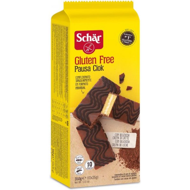 Schar Pausa Ciok Merendina di Pan di Spagna Ricoperta al Cacao Senza Glutine 10x35 g