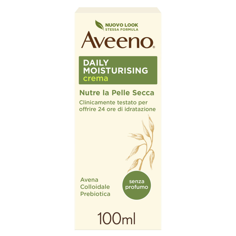 Aveeno, Crema Idratante, Daily Moisturising, da Pelli Normali a Secche, anche Pelli Sensibili, Senza Profumo, con Avena Colloidale Prebiotica, 100ml
