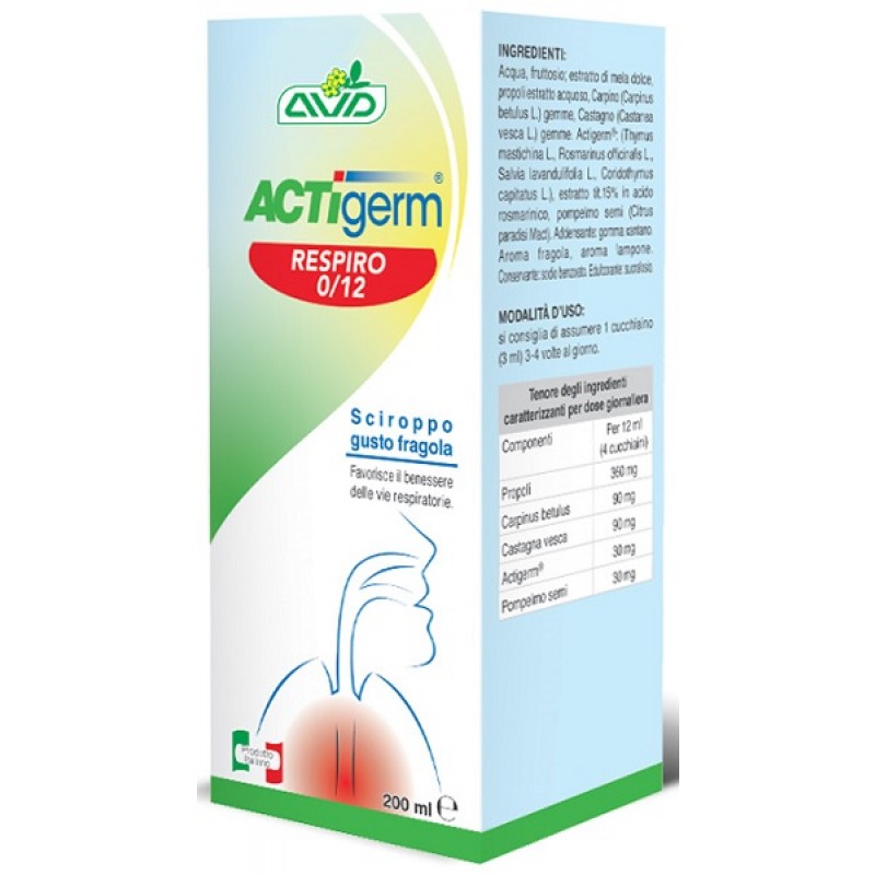 AVD Reform Actigerm Respiro Sciroppo Bambini Integratore per Vie Respiratorie 200 ml