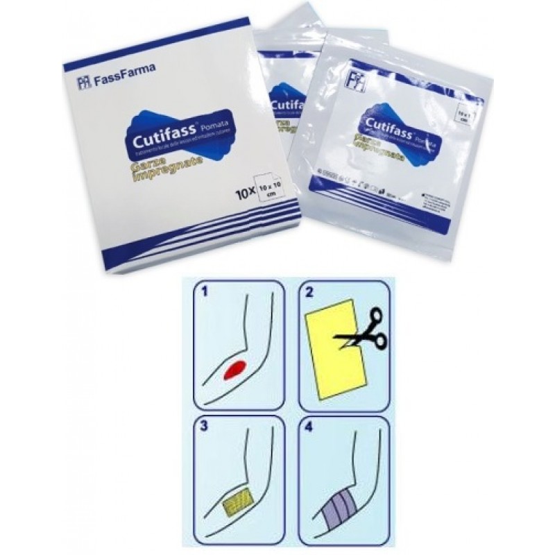 Cutifass Garza Impregnata Con Pomata 10 x 10 cm 10 Pezzi