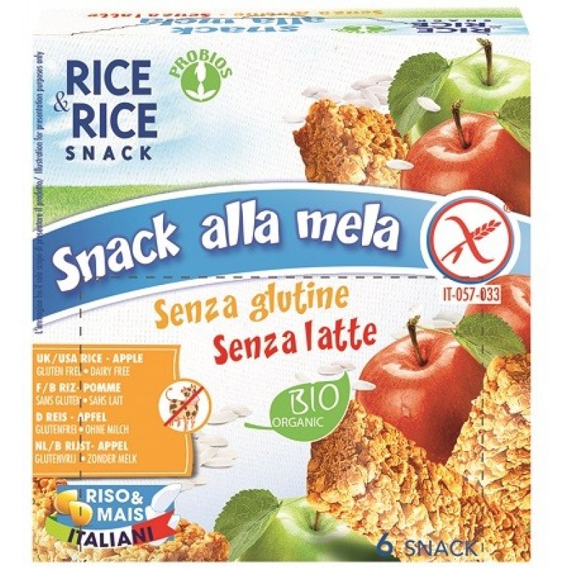 Rice&Rice Snack Di Riso Alla Mela Biologico Senza Glutine 6x21 g