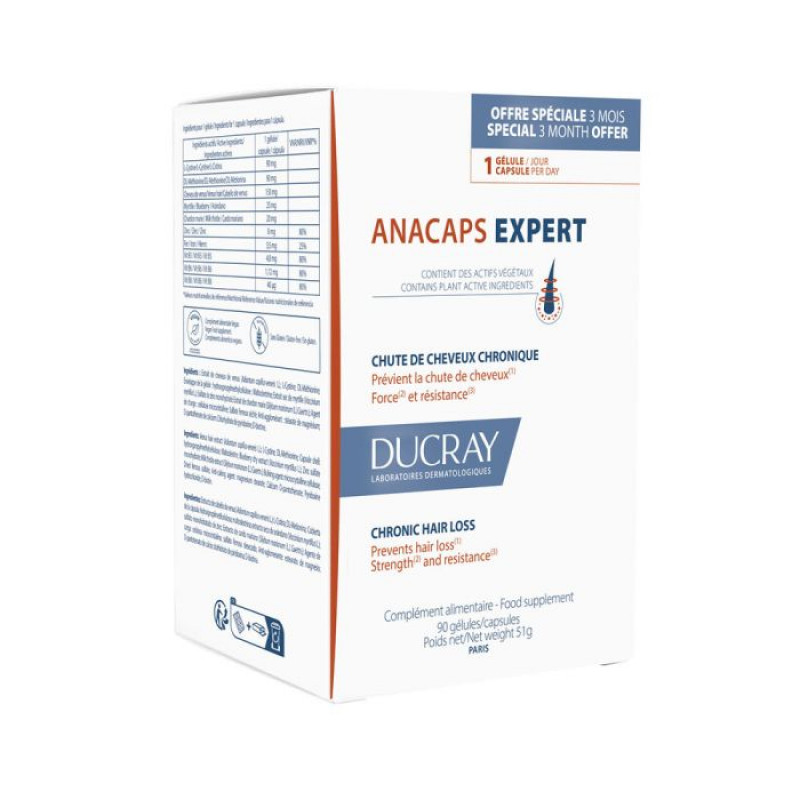 Ducray ANACAPS EXPERT Integratore CAPELLI UNGHIE Anticaduta Cronica 30 Capsule Nuova Formula