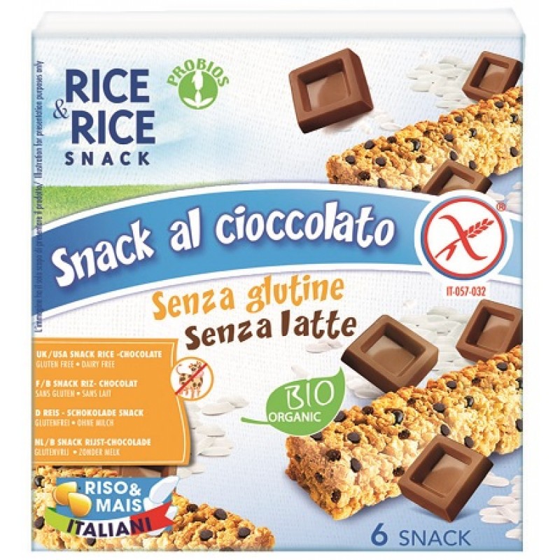 Rice&Rice Snack Al Cioccolato Biologico Senza Glutine Senza Latte 6x21 g