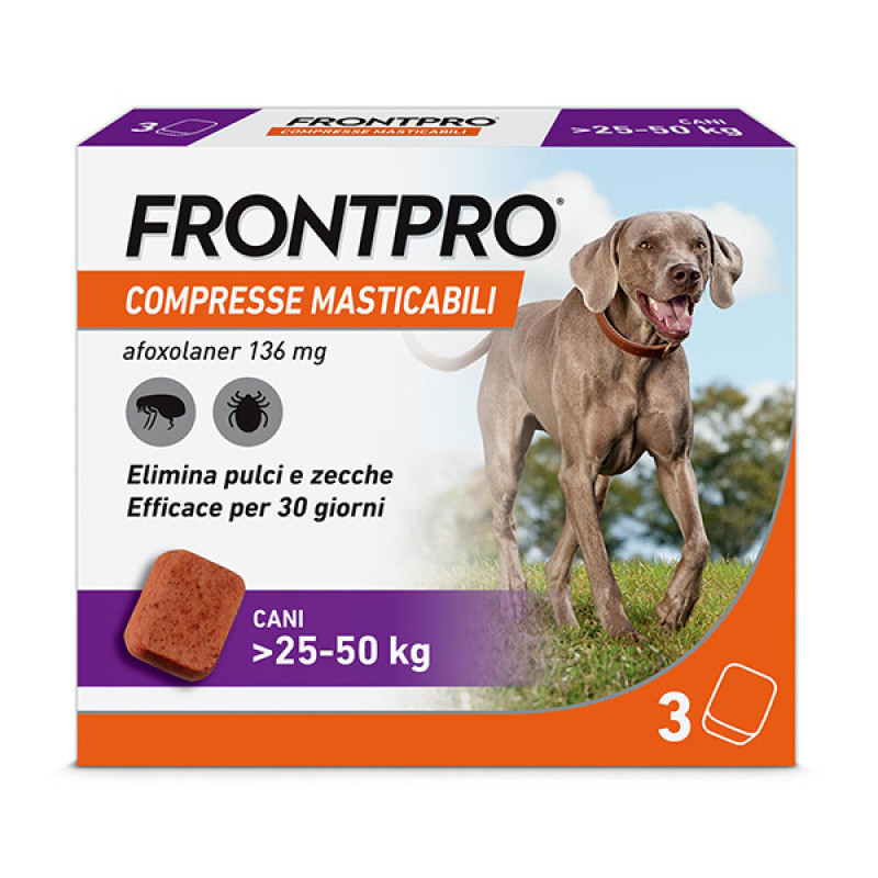 FRONTPRO 3 Compresse Masticabili 25-50 Kg 136 Mg
