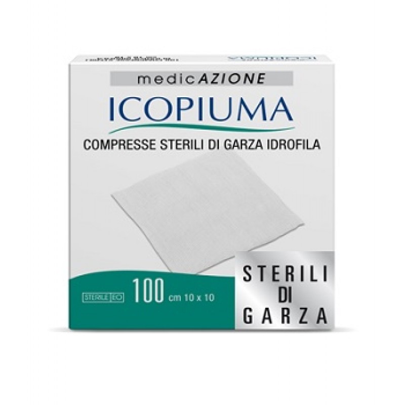 Icopiuma Compresse Sterili di Garza Idrofila 10x10 cm 100 Pezzi