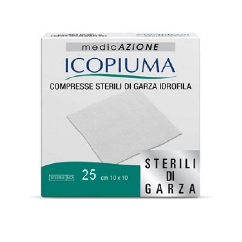 Icopiuma Compresse Sterili di Garza Idrofila 10x10 cm 25 Pezzi