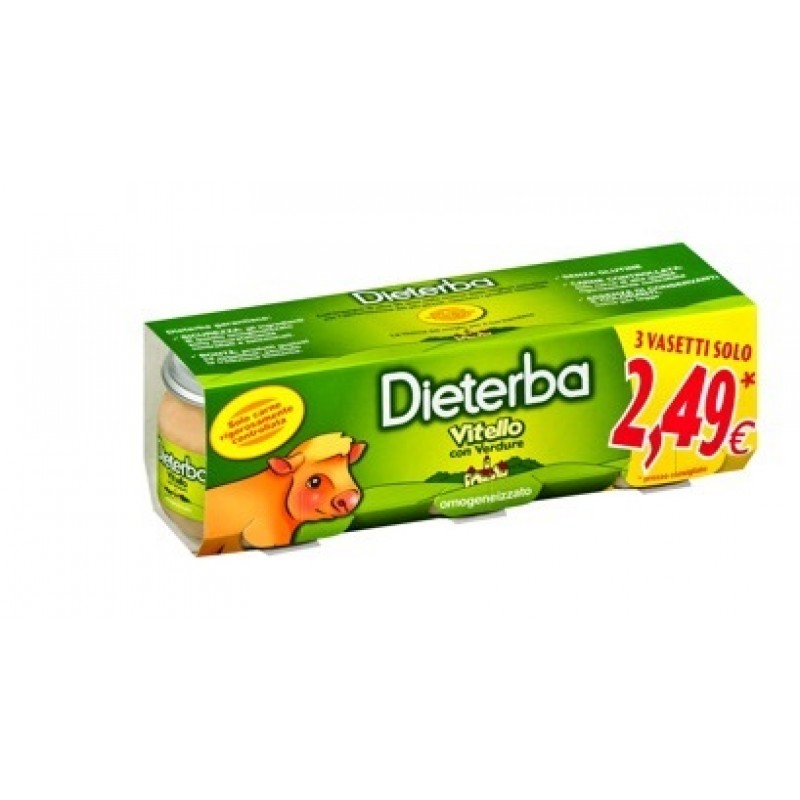 Dieterba Omogenizzato Vitello 3 Vasetti da 80 g