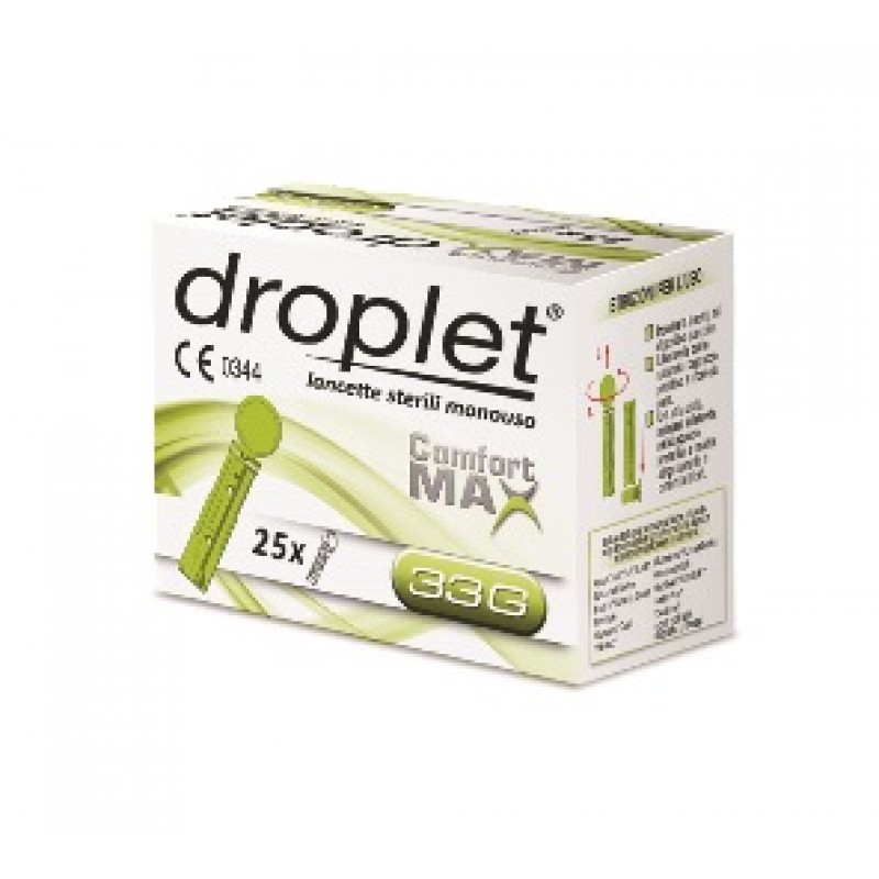 Droplet Lancette 33G Pungidito Sterili 25 Pezzi
