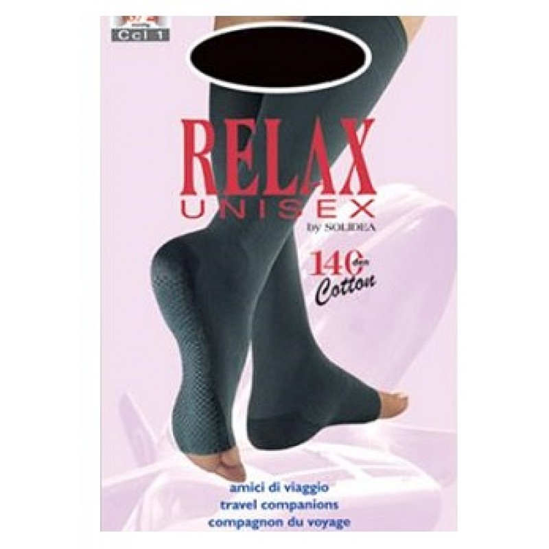 Solidea Relax Unisex 140 DEN Gambaletto Compressivo Punta Aperta Colore Blu Taglia 2 M