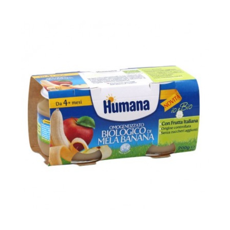Humana Omogeneizzato Biologico Mela Banana 2x100 g