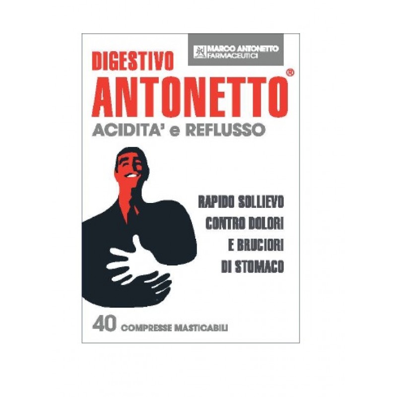 Digestivo Antonetto Acidità e Reflusso Integratore 40 Compresse Masticabili