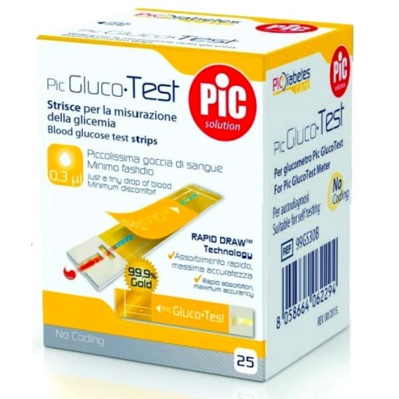 Pic GLUCOTEST - Strisce per controllo della glicemia - 25 pezzi