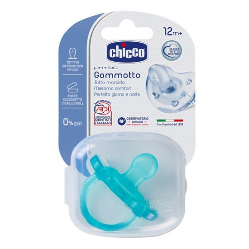 Chicco Physio Soft Gommotto Ciuccio Blu In Silicone 12m+