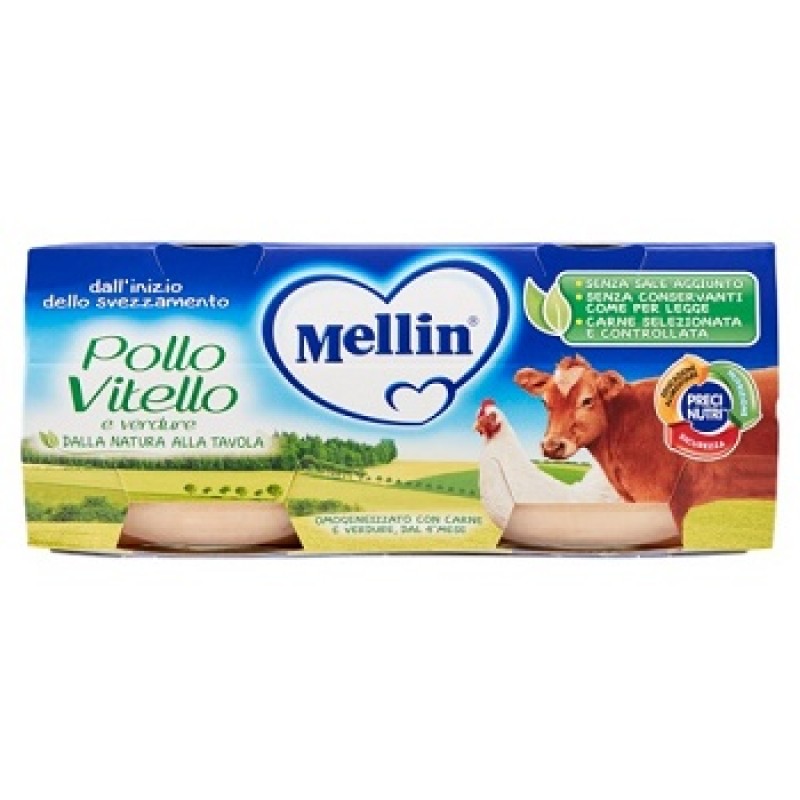 Mellin Omogeneizzato di Pollo Vitello e Verdure 2 x 80 g
