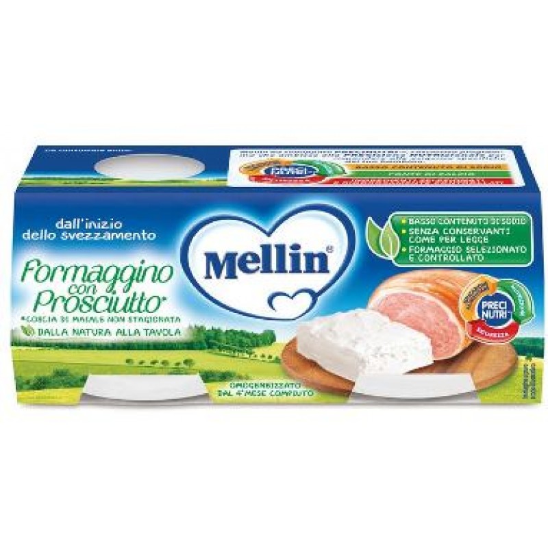 Mellin Omogeneizzato Formaggino E Prosciutto 2 x 80 g