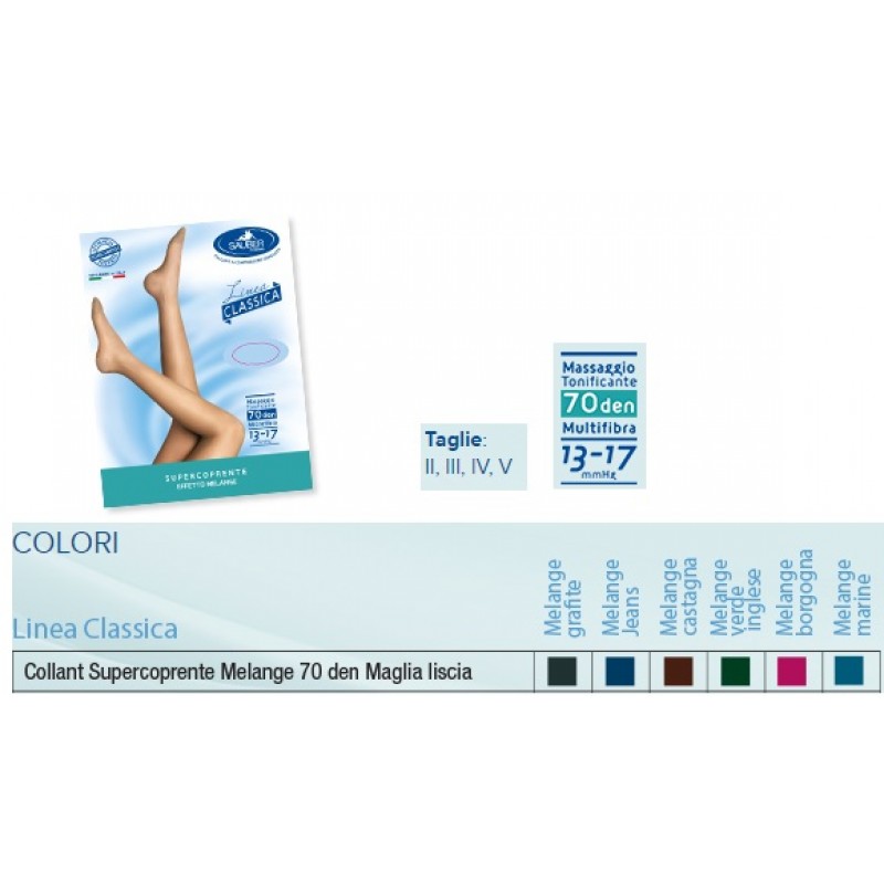 Sauber Linea Classica Collant Supercoprente Melange 70 Den Jeans Taglia 4