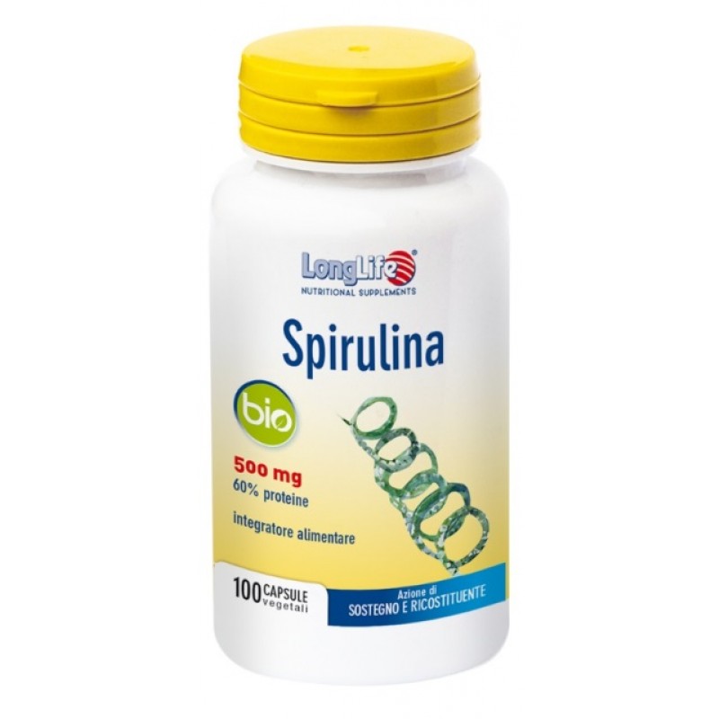 LongLife Spirulina Bio 500 mg Integratore 100 Capsule Vegetali