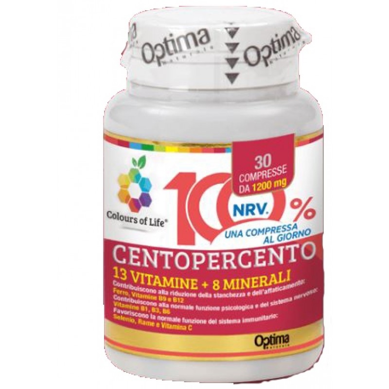 Optima Colours of Life Centopercento Integratore Multivitaminico e Multiminerale 30 Compresse