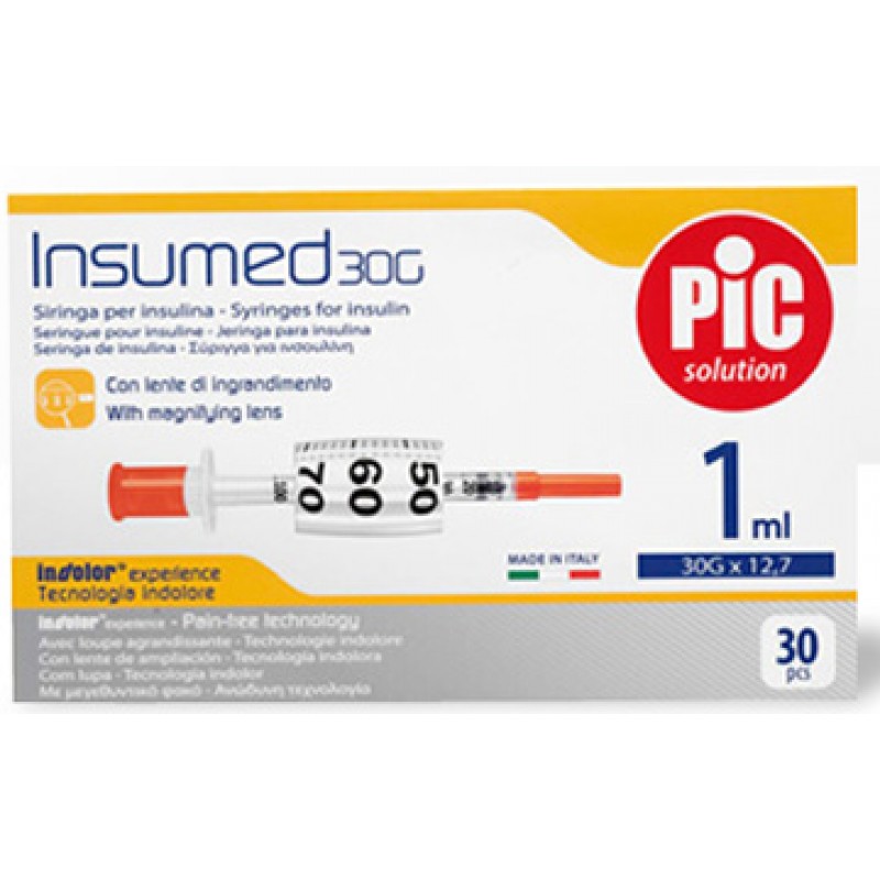 Pic Siringa Per Insulina 1ml 30g 12,7mm 30 Pezzi