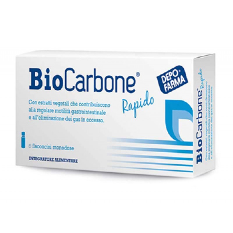 Depofarma Biocarbone Rapido Integratore Transito Intestinale 8 Flaconcini Monodose