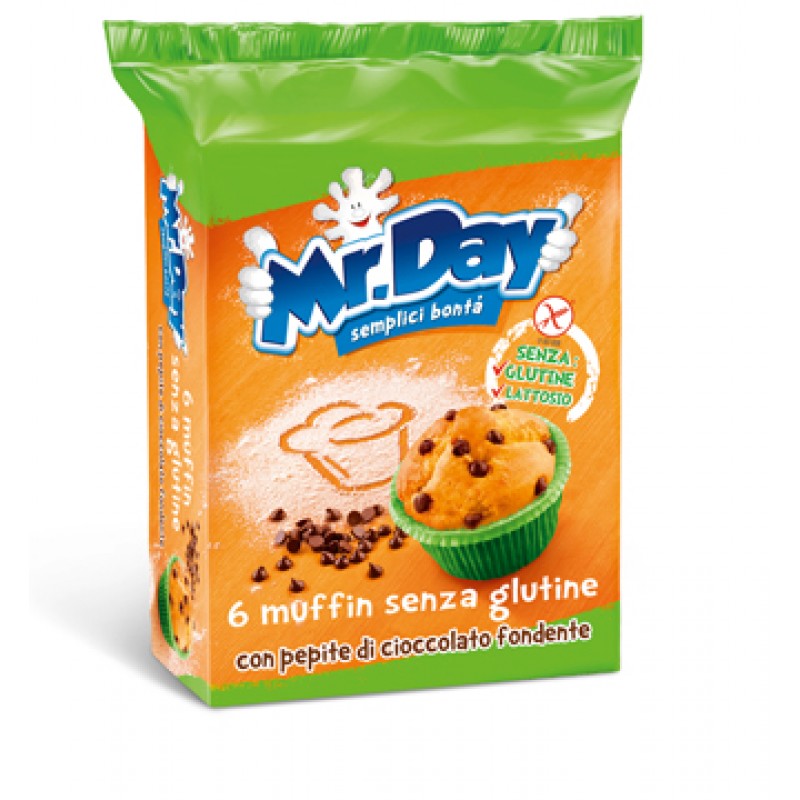 Mr. Day 6 Muffin Senza Glutine Con Pepite di Cioccolato Fondente