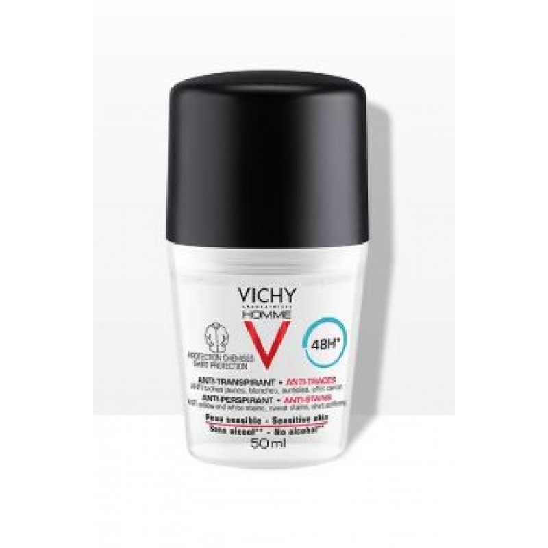 Vichy Homme Deodorante Anti-Traspirante Anti-Macchie 48h Pelle Sensibile 50 mL