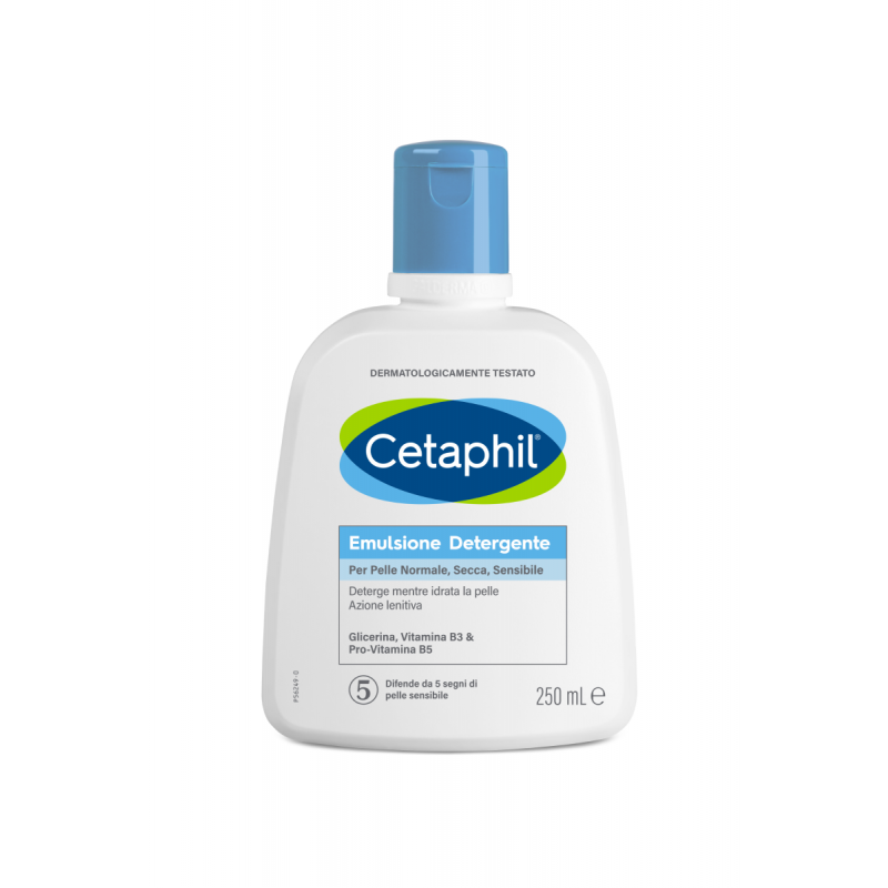 Cetaphil Emulsione Detergente Viso e Corpo, per Pelle Normale, Sensibile, Secca e Intollerante, Senza Profumo, Formato 250 ml