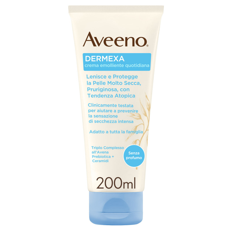 Aveeno, Crema Emolliente per Uso Quotidiano, Dermexa, Pelli Sensibili, Molto Secche, a Tendenza Atopica, 200ml