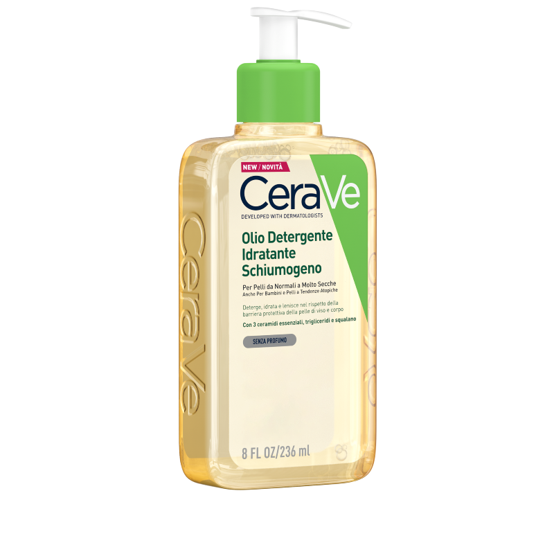 CeraVe Olio detergente idratante Deterge, idrata e lenisce. Con 3 ceramidi essenziali, trigliceridi e squalene da olio di origine vegetale 236 ml