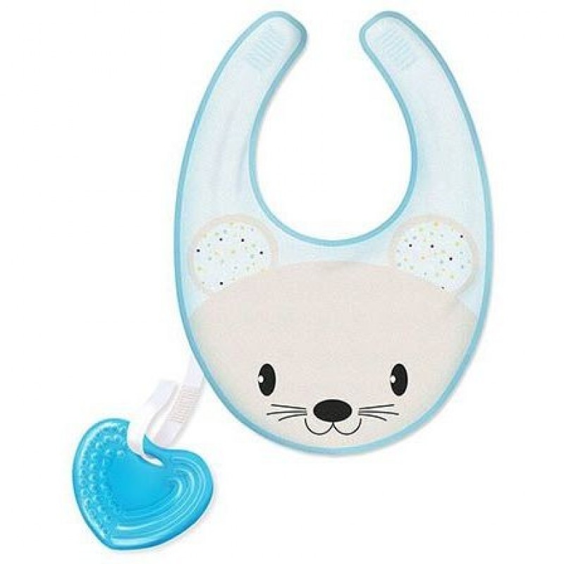 Chicco 3 in 1 Massaggiagengive morbido fresco e bavaglia azzurro 4m+