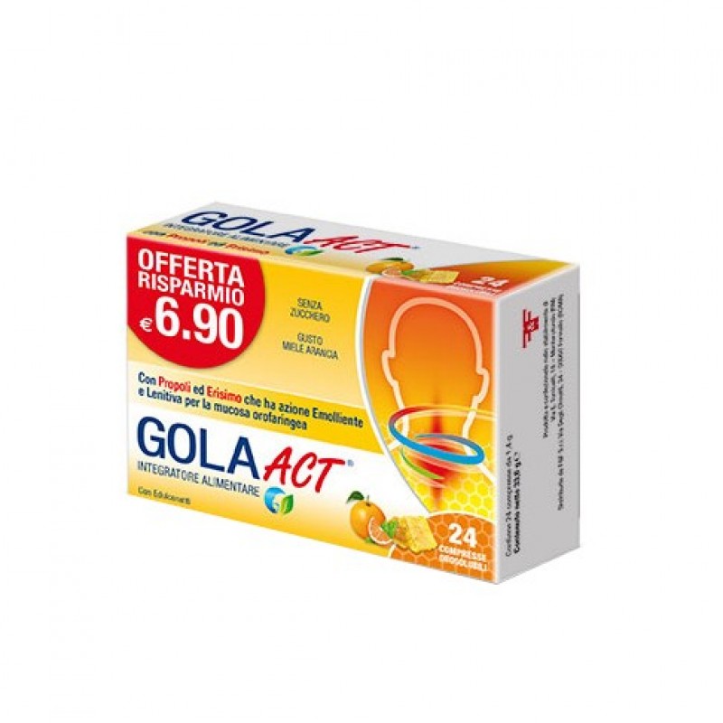 Gola Act benessere delle vie respiratorie gusto Miele e Arancia 24 compresse