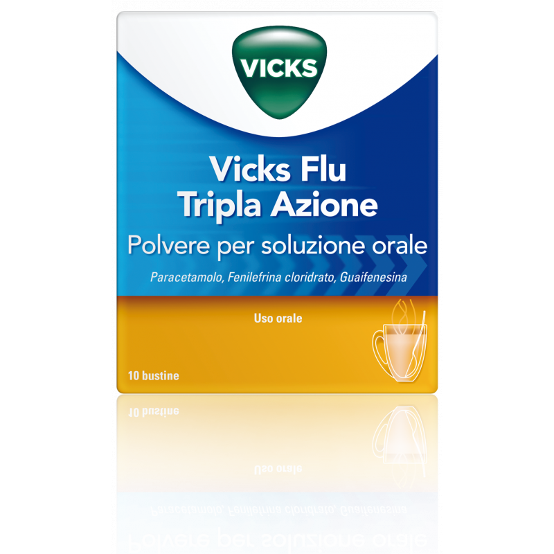 Vicks Flu Tripla Azione Polvere Paracetamolo Influenza 10 Buste