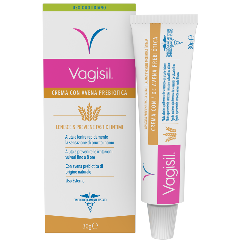 Vagisil Crema Intima Idratante e Lenitiva, Aiuta a Prevenire le Irritazioni e il Prurito Intimo Fino 8 Ore. Con Avena Prebiotica Naturale. Uso Esterno. 30g