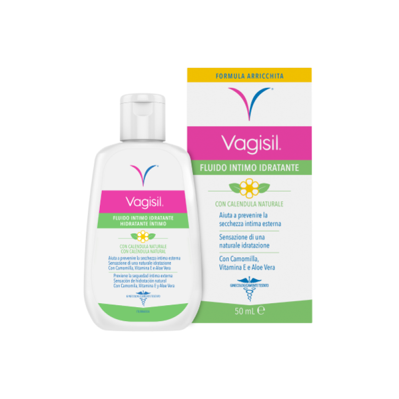 Vagisil Fluido Intimo Idratante, Aiuta a Prevenire la Secchezza Intima Esterna. Con Estratti Di Camomilla, VitaminaE, Aloe Vera. 50ml