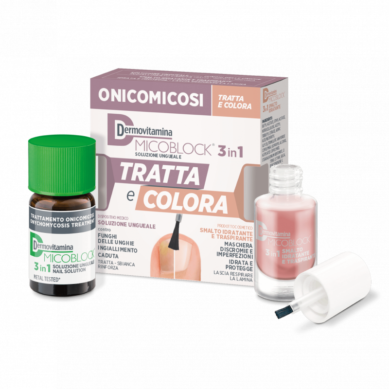 Dermovitamina Micoblock 3in1 Tratta e colora - Onicomicosi - Soluzione ungueale da 7 ml + smalto da 5 ml